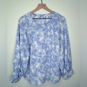 Nine West Blue/Purple/White Long Sleeve Top XL